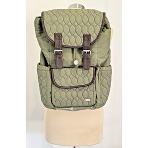 LUG Canter Collection Backpack Olive Green Brown Trim EUC!